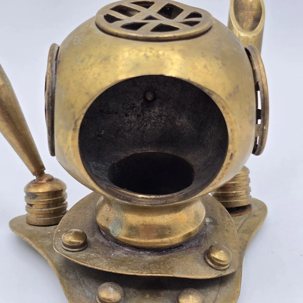 Vintage Brass Diving Helmet Pen Holder Nautical‎ Maritime Scuba Flat Head Screws